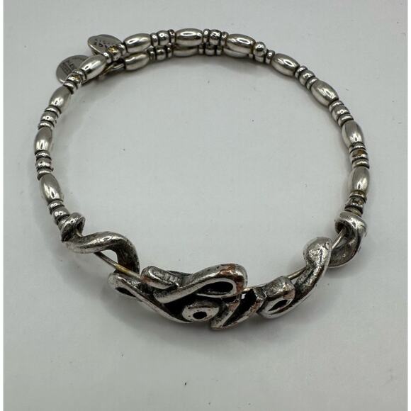 Alex & Ani LOVE Spellout Script Vintage 66 Adjustable Bracelet Silvertone - Picture 1 of 8